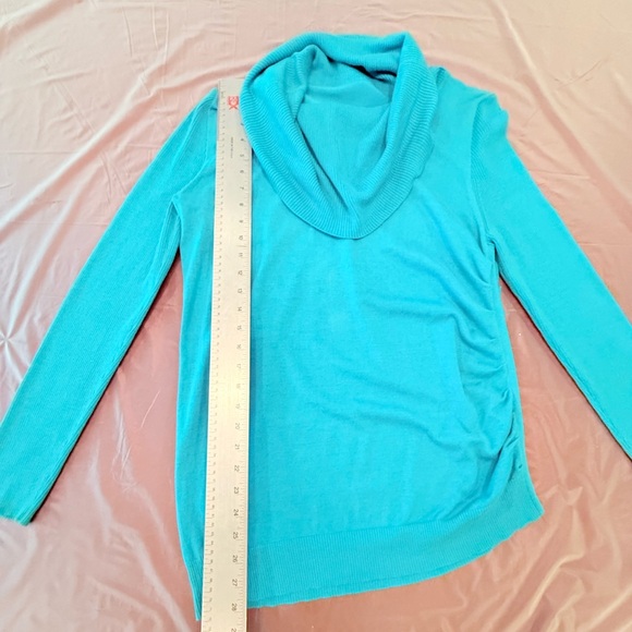 Etcetera by Blue/Green Asymmetrical Cowl Neck Sweater Size M/L - Picture 6 of 7